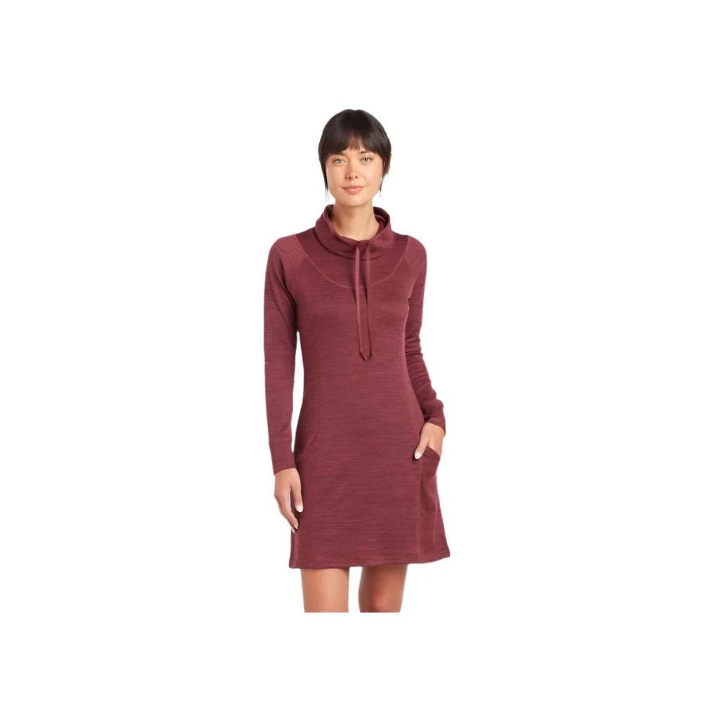 Kuhl LEA Burgubdy Knee Length Long Sleeve Cowl Neck Active Dress Large #1100